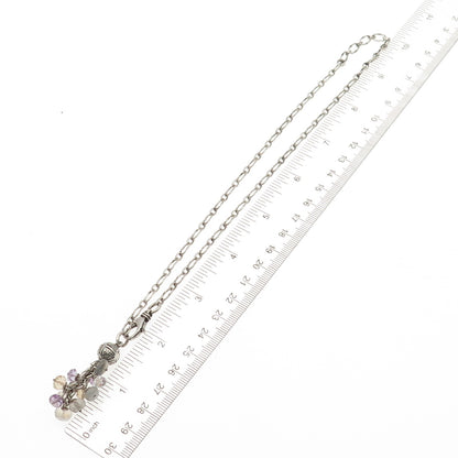 925 Sterling Vintage Real Labradorite Citrine Quartz Amethyst Chain Necklace 16"
