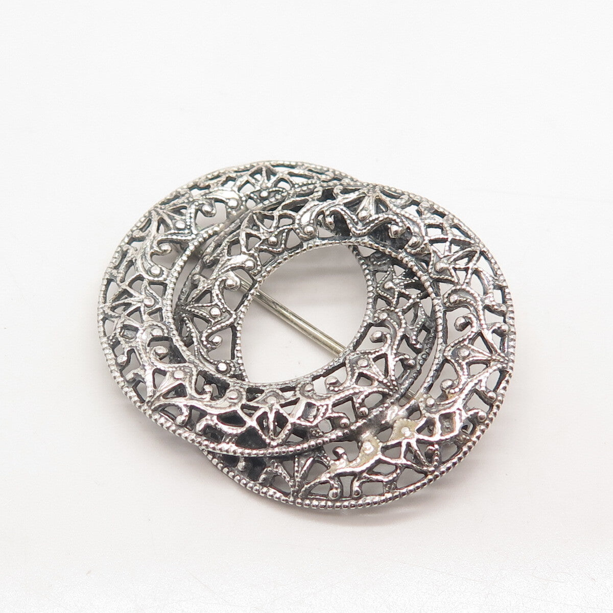 925 Sterling Silver Vintage Jewelart Ornate Pin Brooch