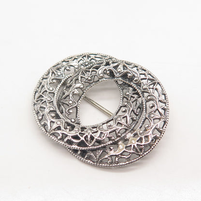 925 Sterling Silver Vintage Jewelart Ornate Pin Brooch