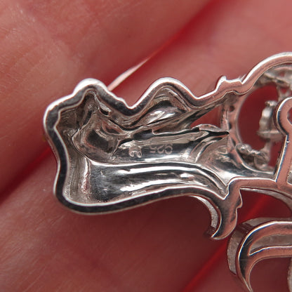 925 Sterling Silver Round-Cut C Z Mermaid Slide Charm Pendant