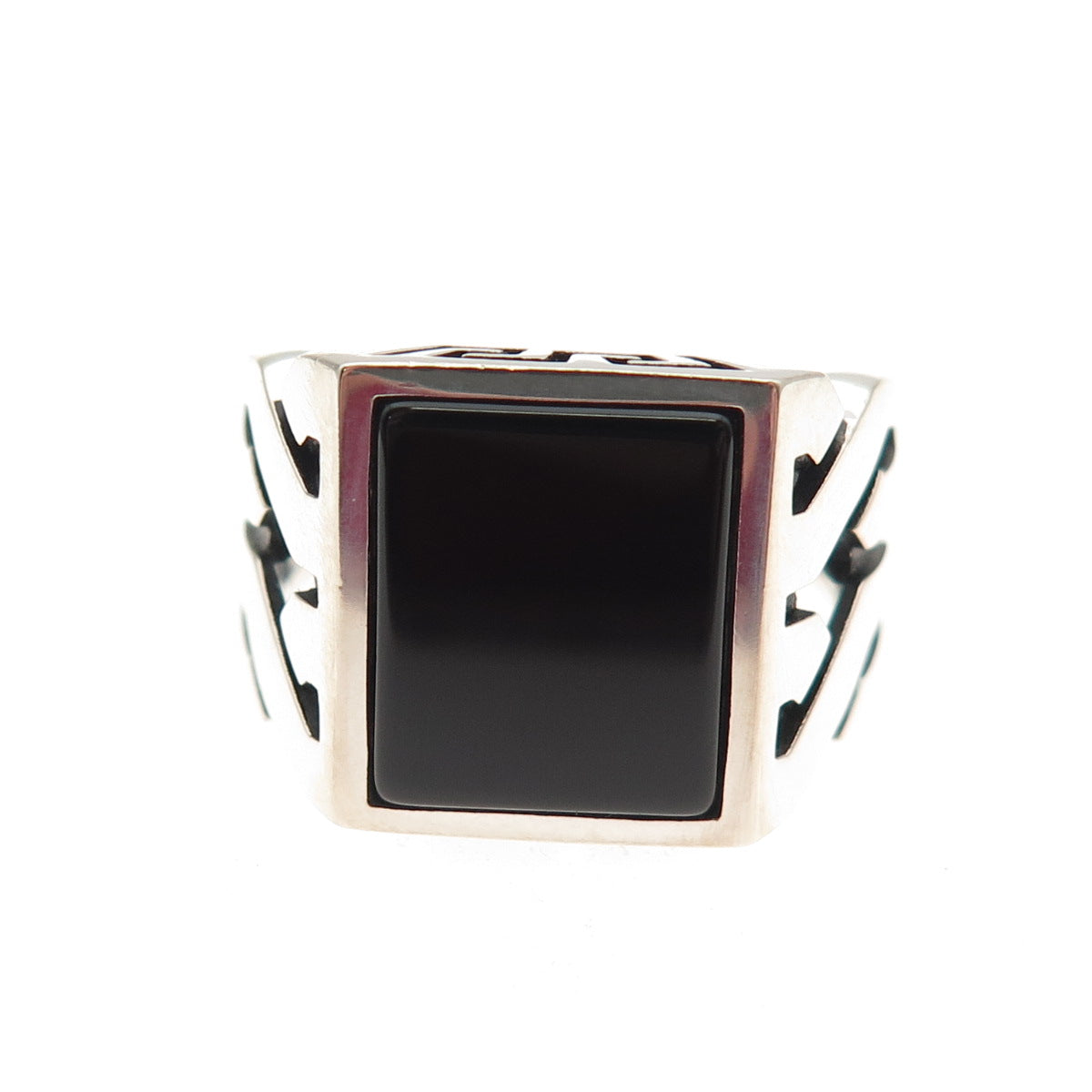 Chimoda 925 Sterling Silver Real Black Onyx Signet Ring Size 9.25