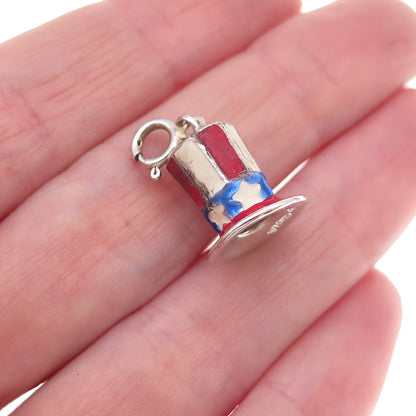 Ross Simons 925 Sterling Silver Vintage Enamel Sam’s Hat 3D Charm Pendant