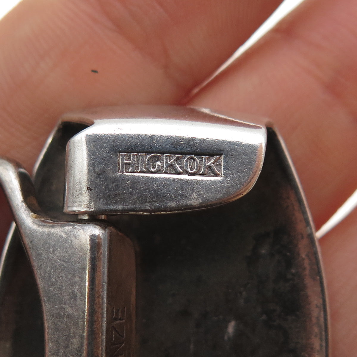 HICKOK Sterling Silver & Bronze Antique Art Deco Letter F Oxidized Belt Buckle