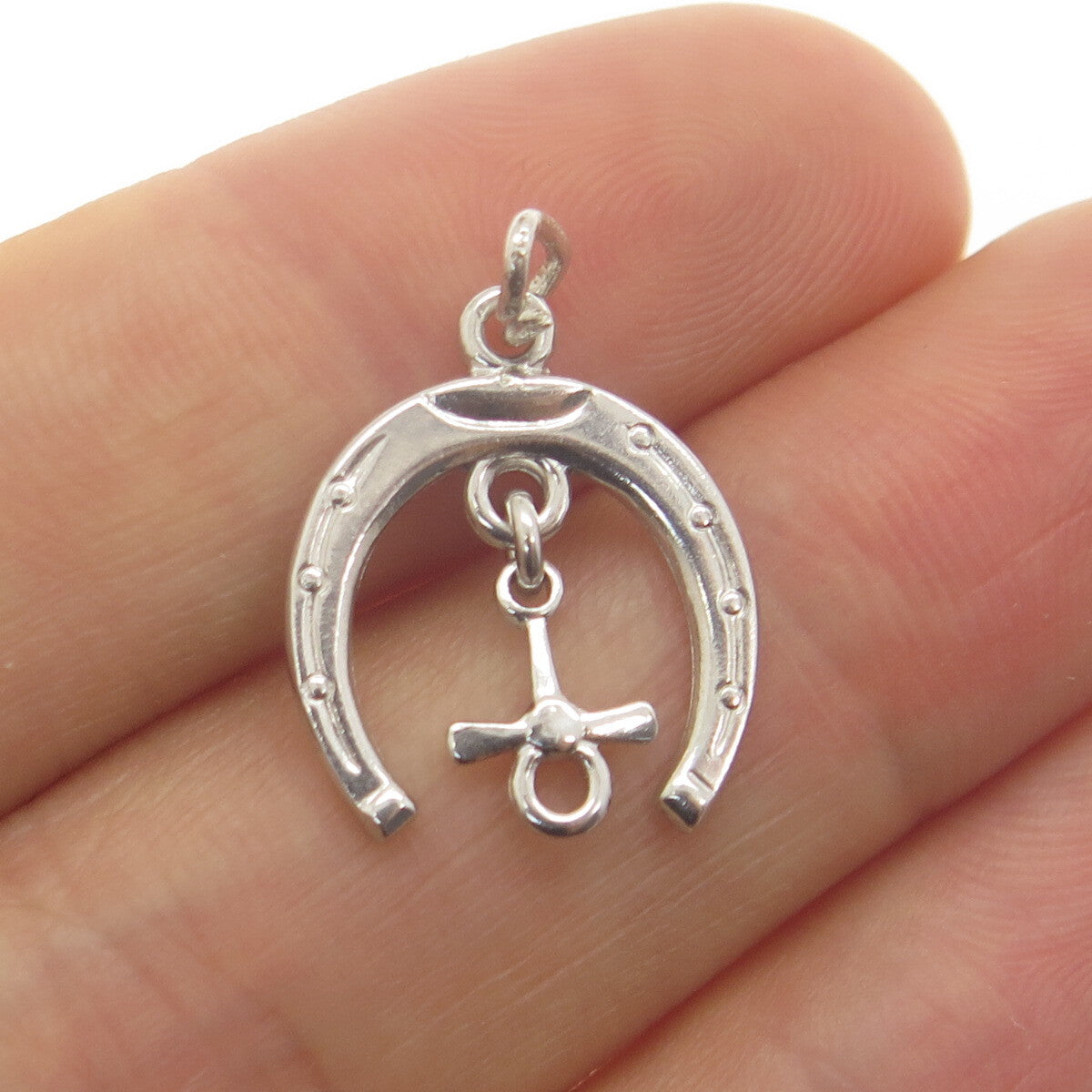 J.M. FISHER 925 Sterling Silver Antique Art Deco Horseshoe Minimalist Pendant