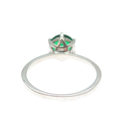 DAZZLERS 925 Sterling Silver Round-Cut Nano Chrome Diopside Ring Size 7