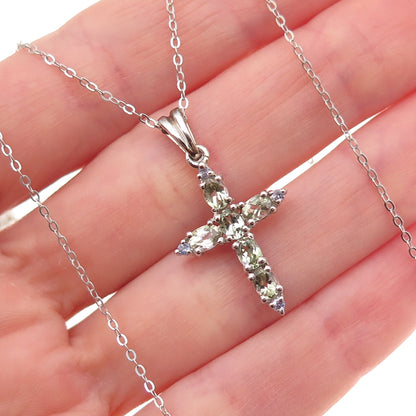 Chuck Clemency 925 Sterling Silver Real Green Amethyst & Tanzanite Necklace 20"