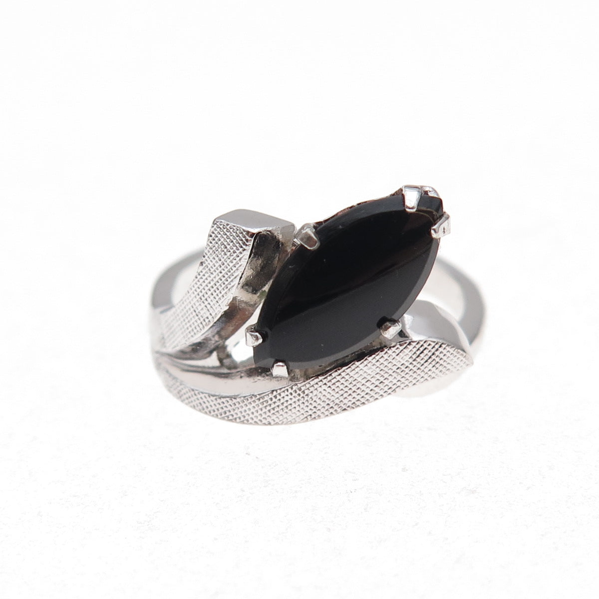 Vargas 925 Sterling Silver Antique Art Deco Real Black Onyx Ring Size 5.75