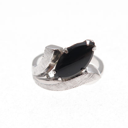 Vargas 925 Sterling Silver Antique Art Deco Real Black Onyx Ring Size 5.75
