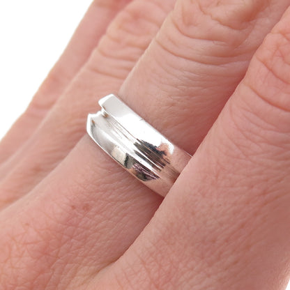 925 Sterling Silver Vintage Modernist Band Ring Size 8
