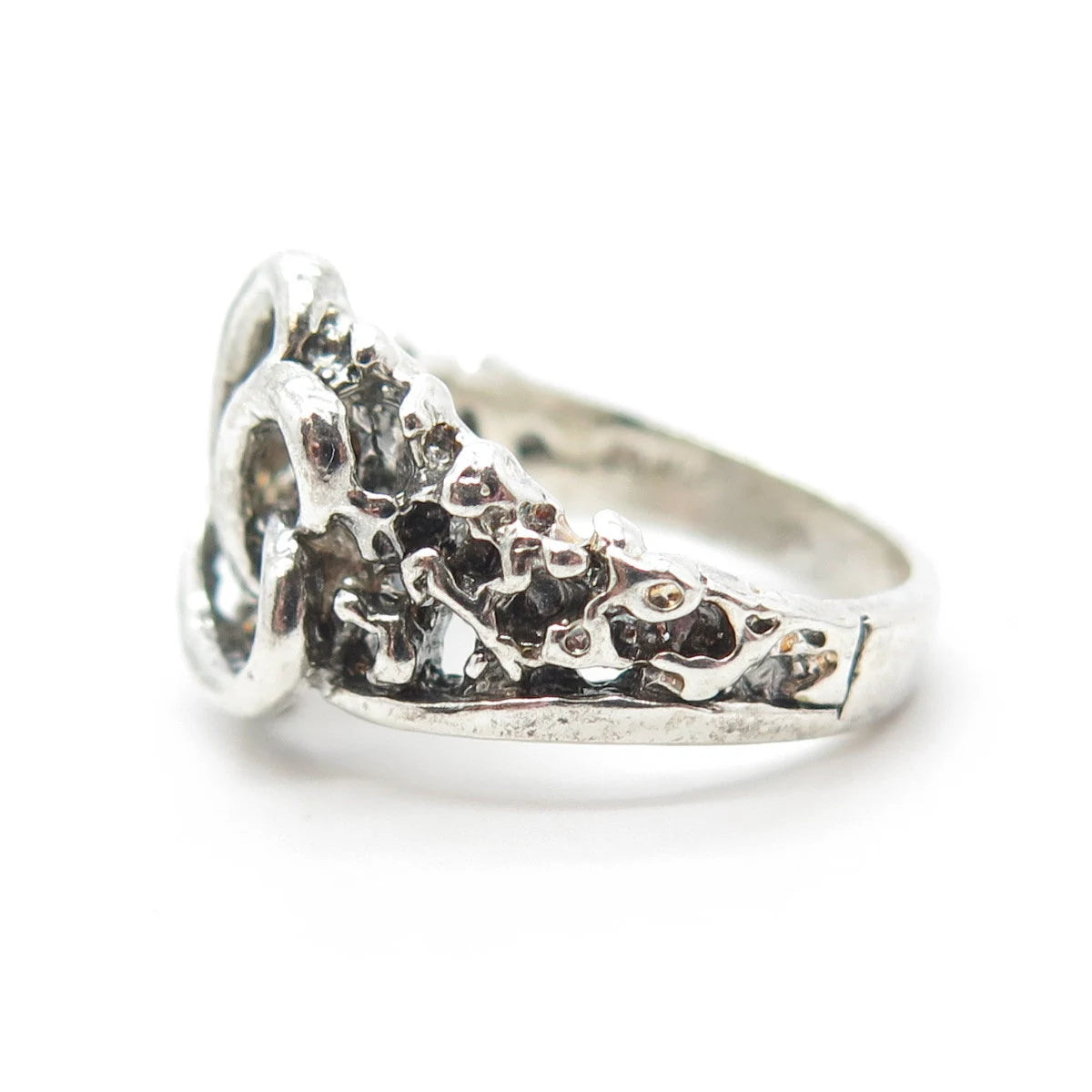 925 Sterling Silver Vintage Swirl Modernist Ring Size 5.5