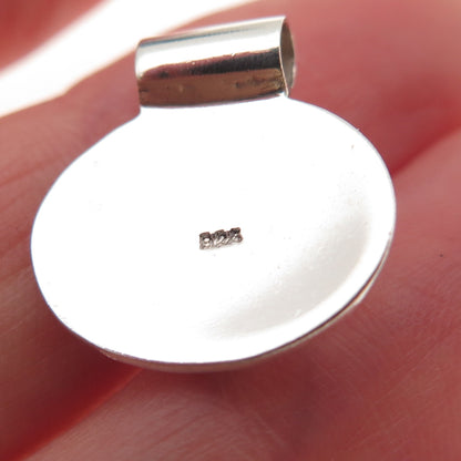 925 Sterling Silver Vintage Real Pearl Modernist Disc Slide Charm Pendant