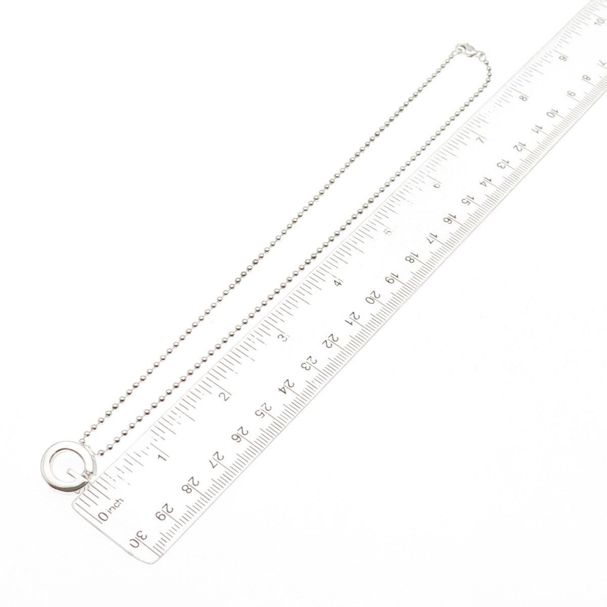 925 Sterling Silver Vintage C Z Letter G Initial Ball Beaded Chain Necklace 16"