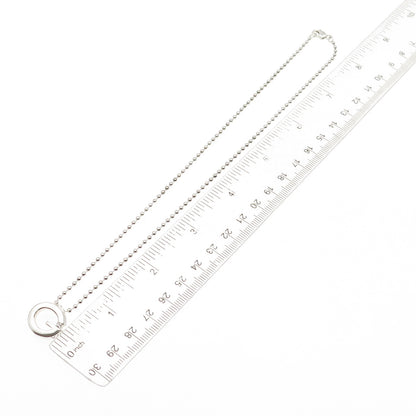 925 Sterling Silver Vintage C Z Letter G Initial Ball Beaded Chain Necklace 16"