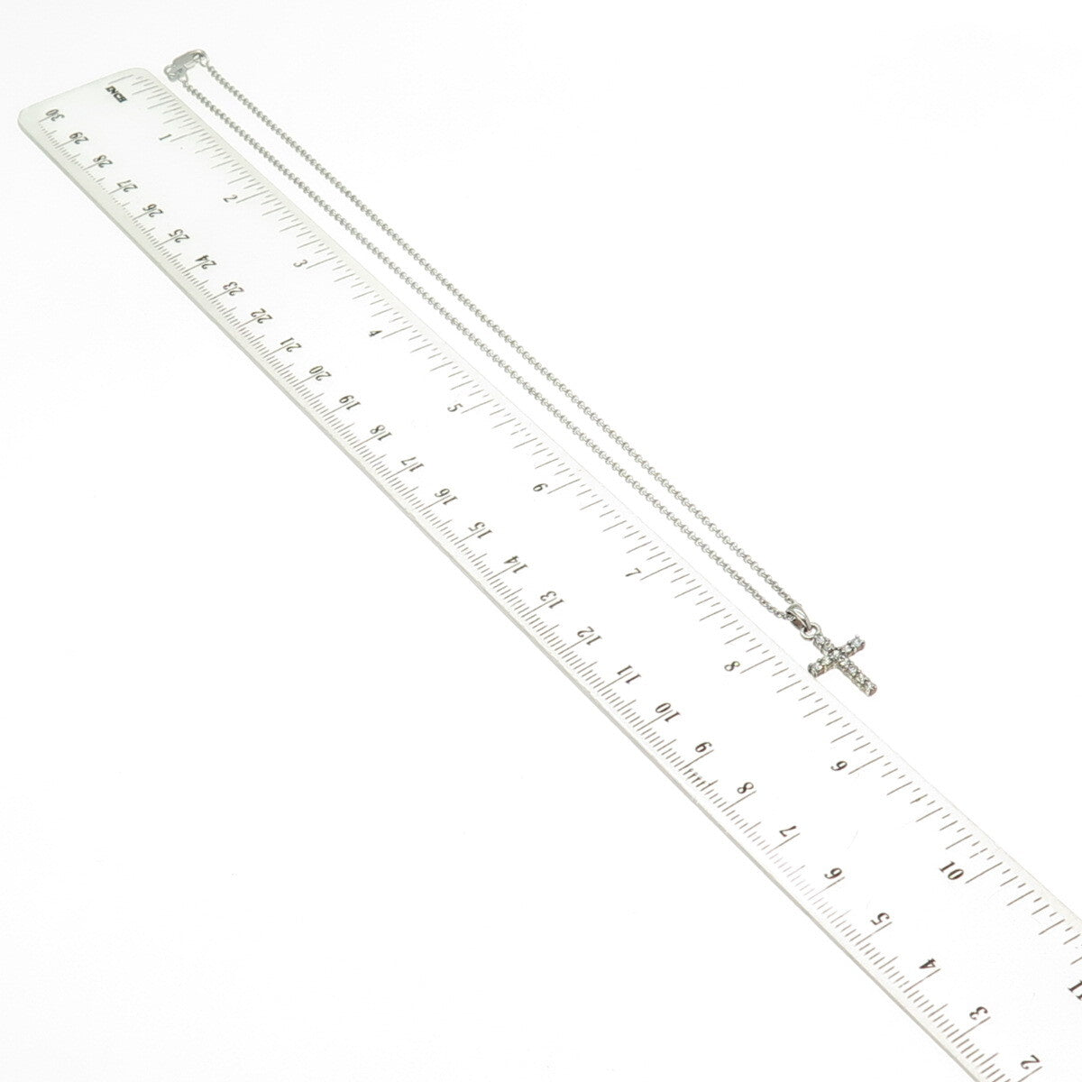 925 Sterling Silver Italy Round-Cut C Z Mini Cross Rolo Chain Necklace 16"