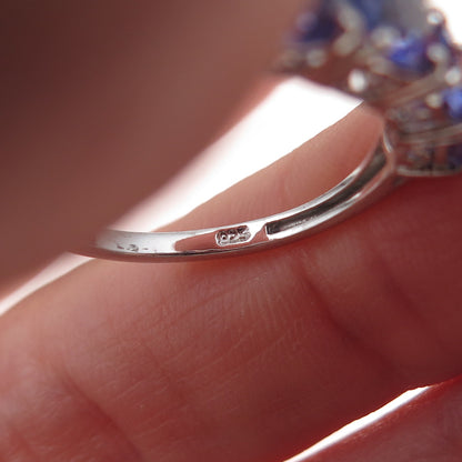 Chuck Clemency 925 Sterling Silver Real Round-Cut Tanzanite Ring Size 8.25