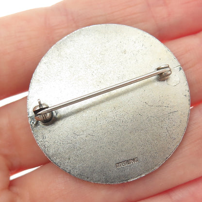 925 Sterling Silver Antique Brookwood Child Care Oxidized Medal Pin Brooch