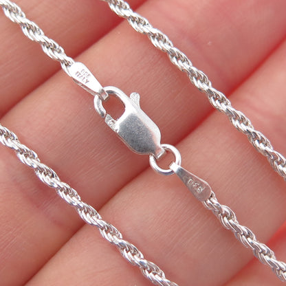 925 Sterling Silver Vintage Italy Twisted Rope Chain Necklace 18"