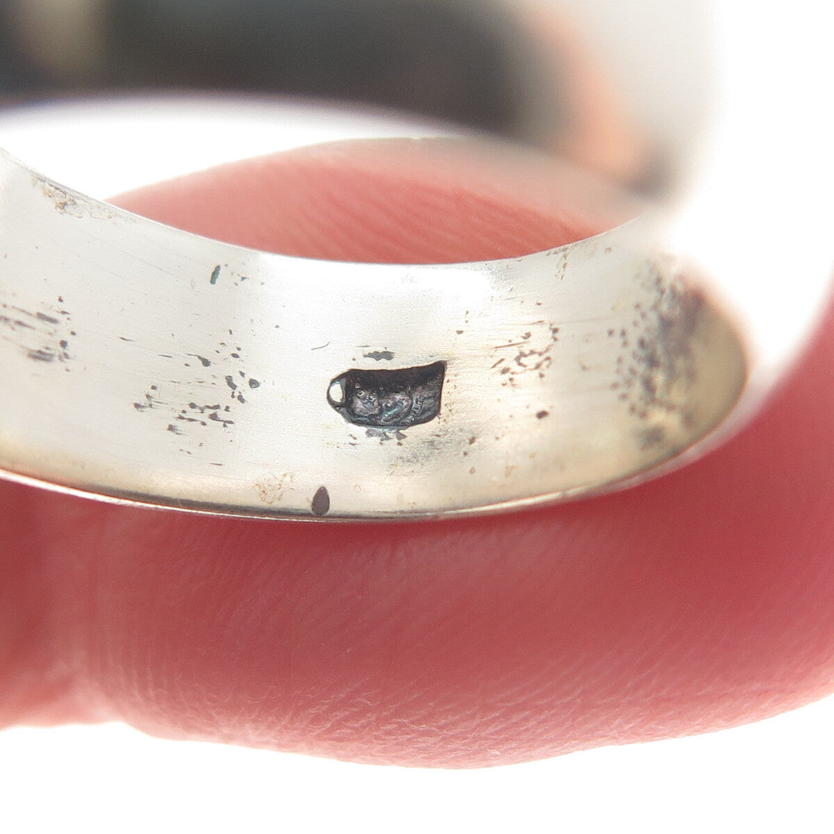 925 Sterling Silver Vintage Real Pear-Cut Purple Jasper Oxidized Ring Size 8.5