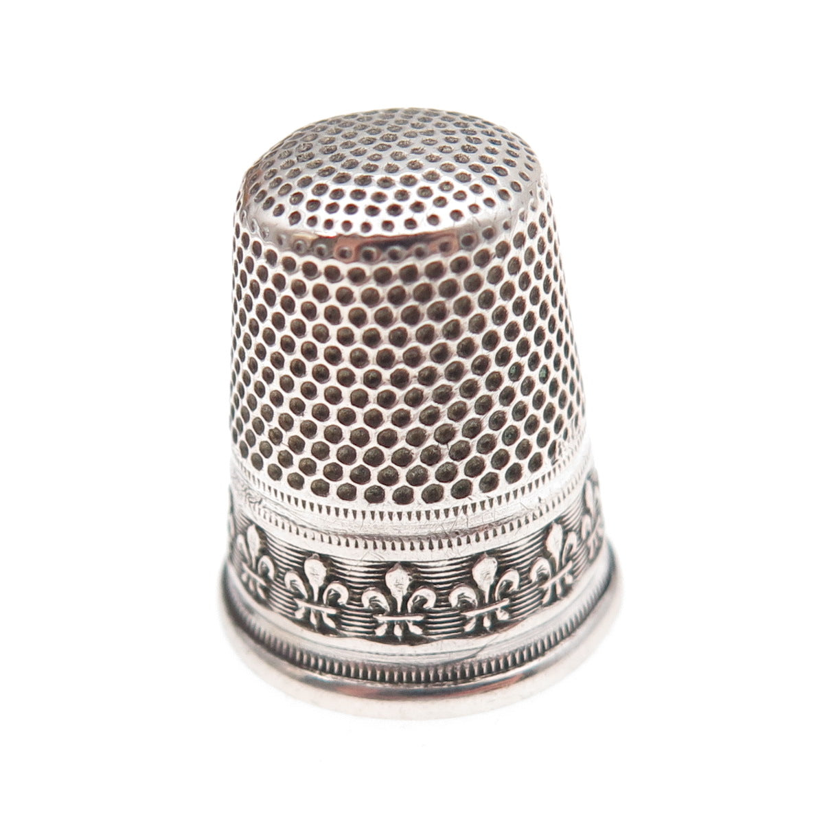 925 Sterling Silver Antique Art Deco Fleur de Lis Sewing Thimble