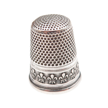 925 Sterling Silver Antique Art Deco Fleur de Lis Sewing Thimble