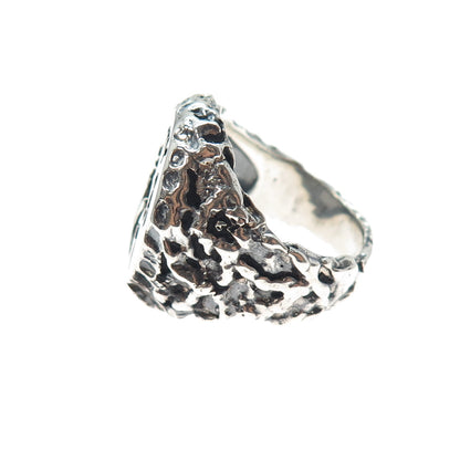 925 Sterling Silver Vintage Virgo Zodiac Sign Oxidized Nugget Ring Size 9.5