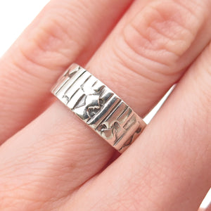 925 Sterling Silver Vintage Modernist Oxidized Band Ring Size 6.75