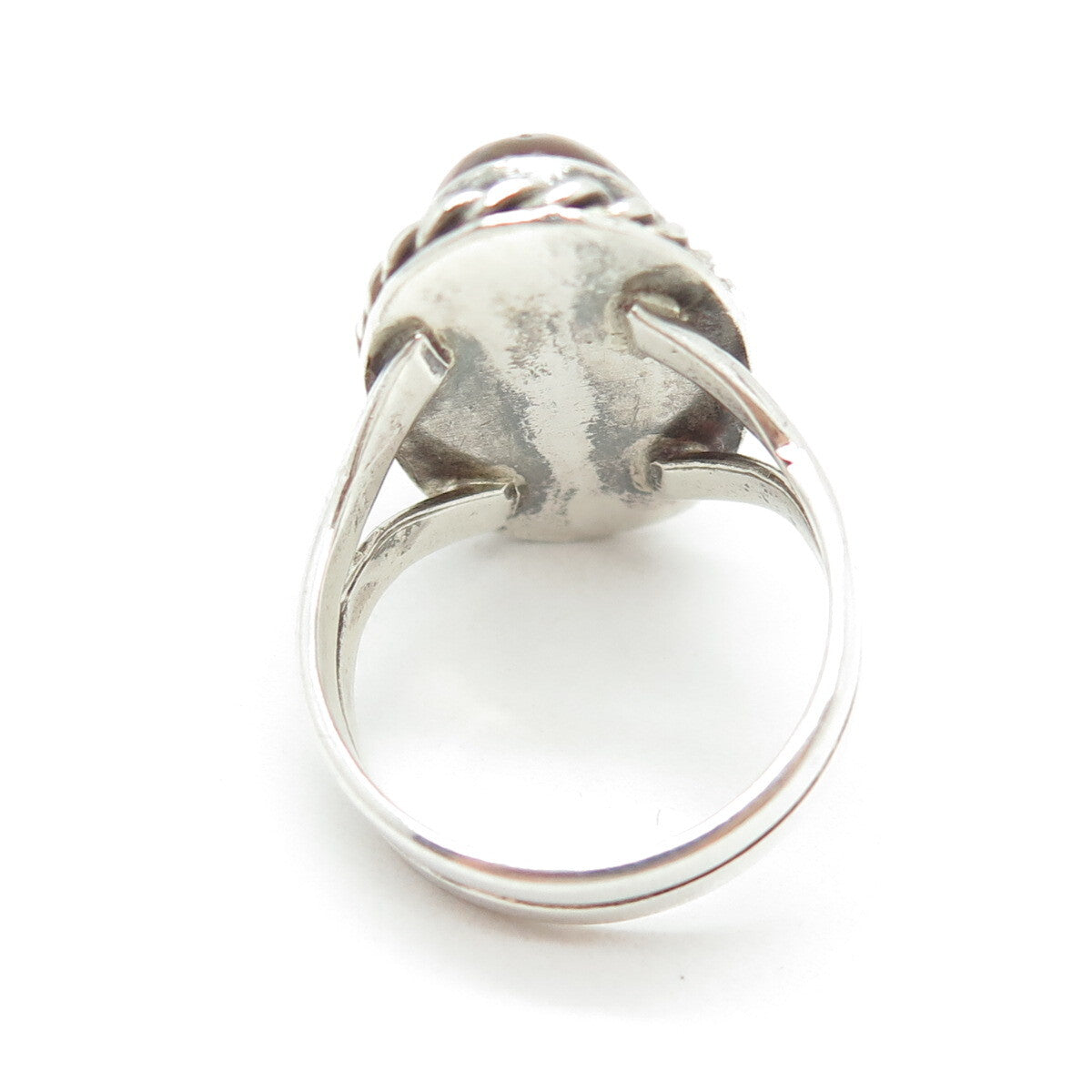 Old Pawn 925 Sterling Silver Vintage Southwestern Real Agate Tribal Ring Size 7