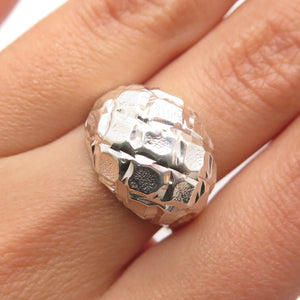 925 Sterling Silver Vintage Net Domed Ring Size 7.5
