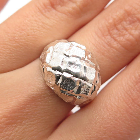 925 Sterling Silver Vintage Net Domed Ring Size 7.5