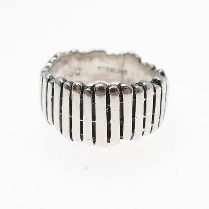 GC GODFREY CARTER 925 Sterling Silver Vintage Modernist Ribbed Ring Size 8.25