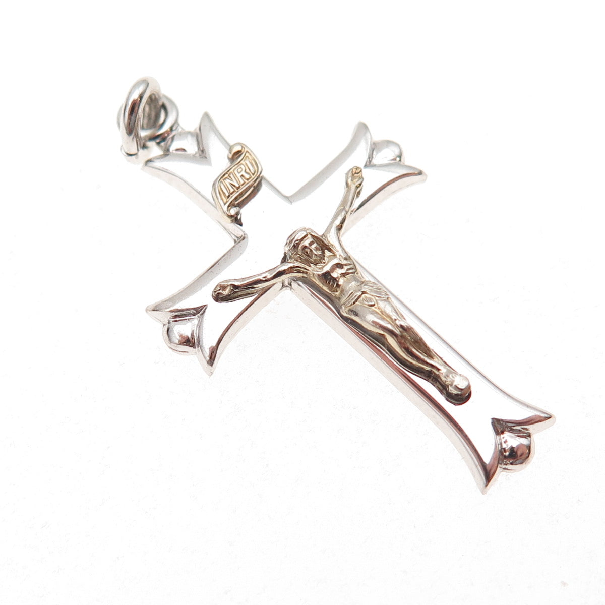 Theda 925 Sterling Silver Vintage Crucifix Cross Religious Charm Pendant