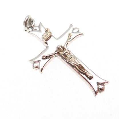 Theda 925 Sterling Silver Vintage Crucifix Cross Religious Charm Pendant