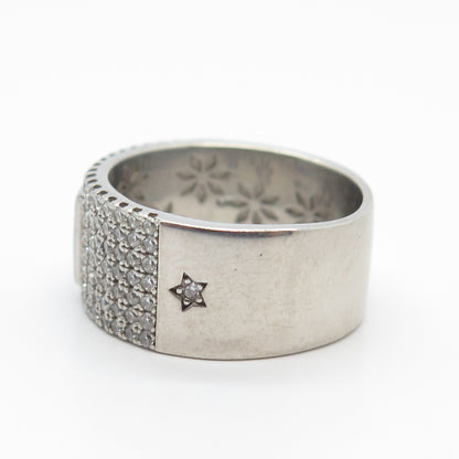 925 Sterling Silver Multi-Color C Z Wide Band Ring Size 7.25