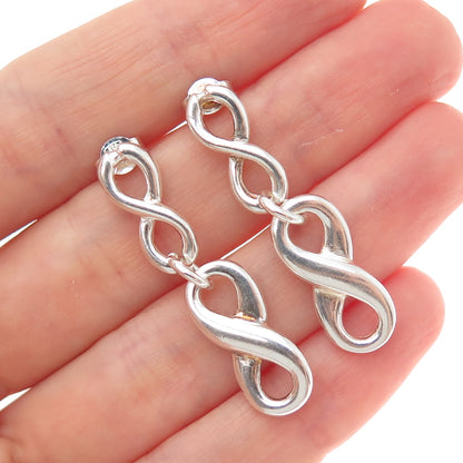 Old Stock 925 Sterling Silver Vintage Infinity Dangle Earrings