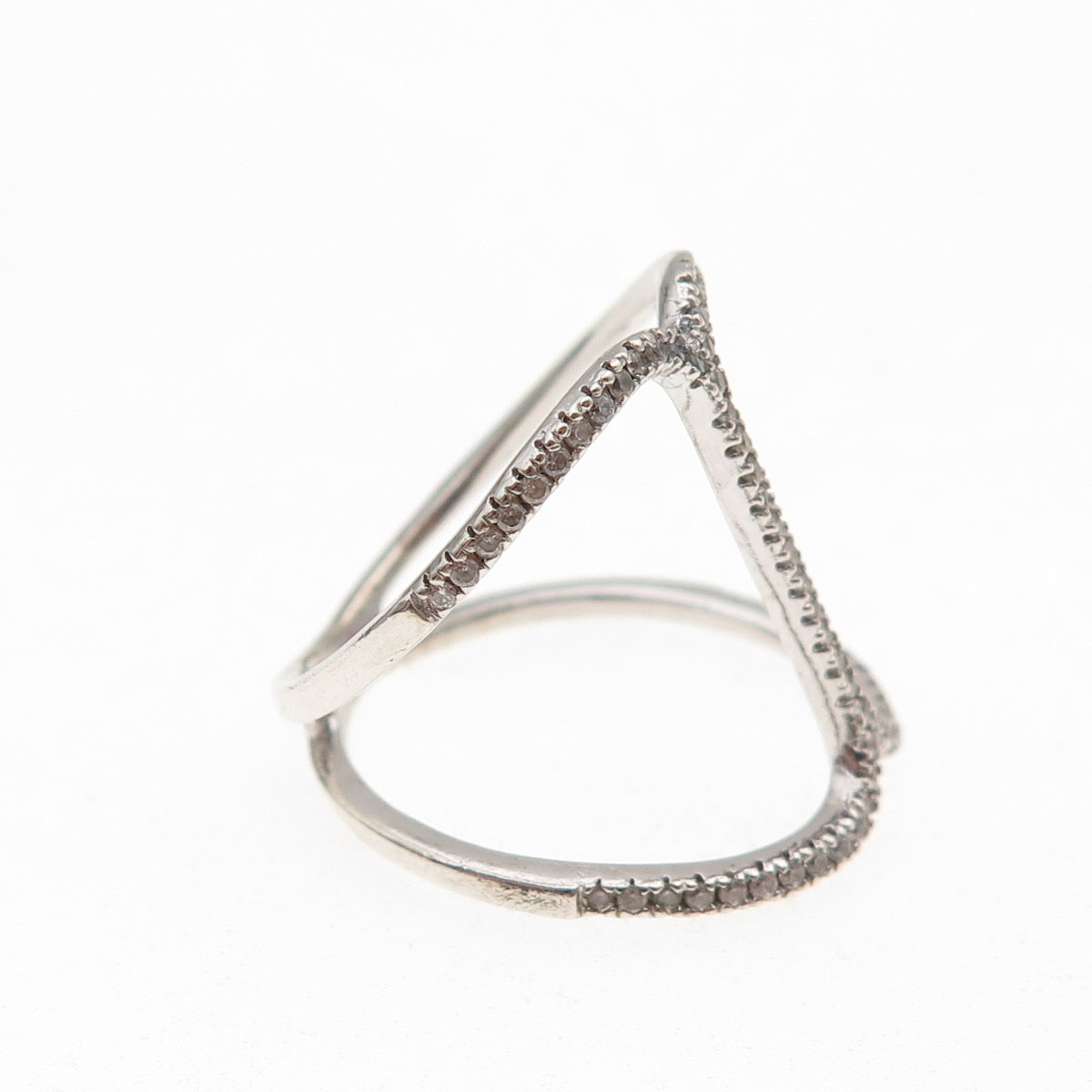 925 Sterling Silver Round-Cut C Z Hug Ring Size 7