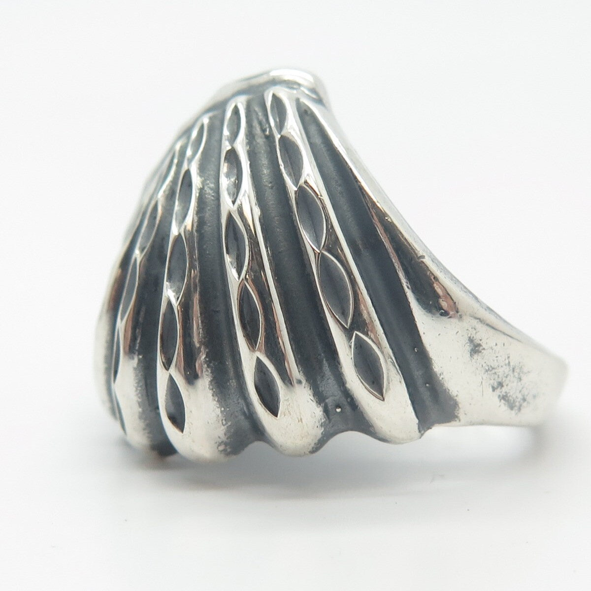 925 Sterling Silver Vintage Carved Wide Ring Size 7.75