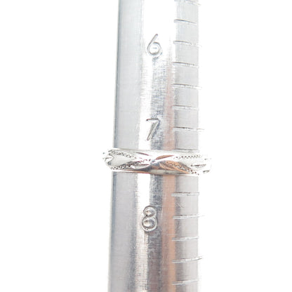 916 Silver Vintage European Diamond-Cut Oxidized Band Ring Size 7.5