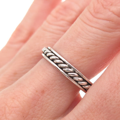 925 Sterling Silver Vintage Twisted Rope Oxidized Band Ring Size 9