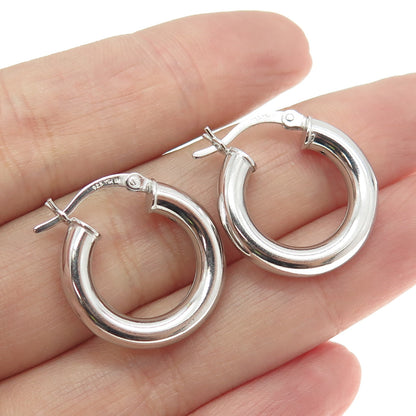 925 Sterling Silver Small Tube Hoop Earrings