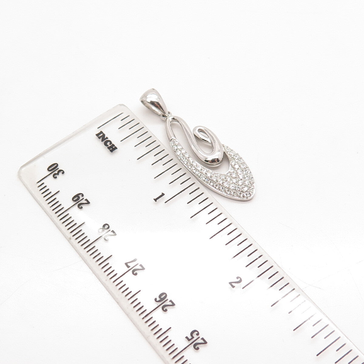 S925 Sterling Silver C Z Twisted Abstract Pendant