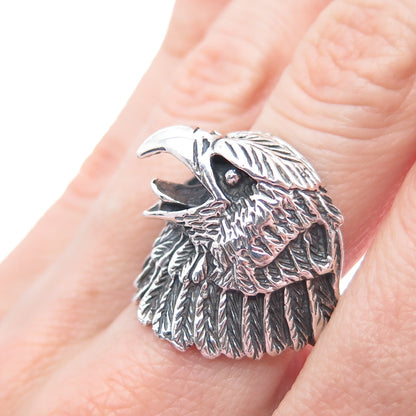 925 Sterling Silver Vintage Eagle Bird Oxidized Ring Size 11.5