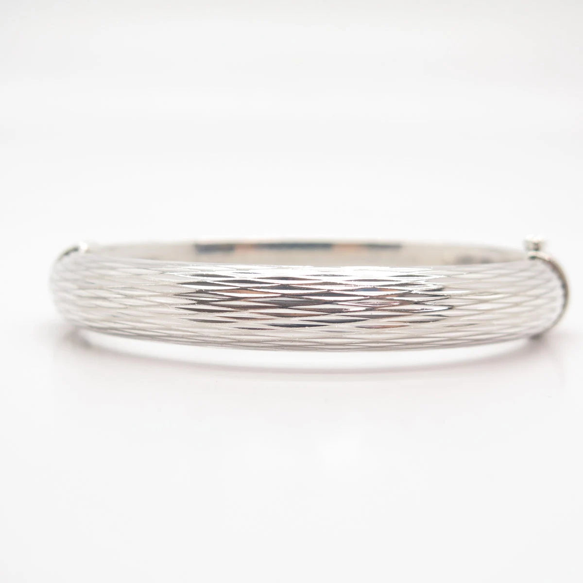925 Sterling Silver Vintage Italy Milor Striped Hinged Bangle 6 1/4"