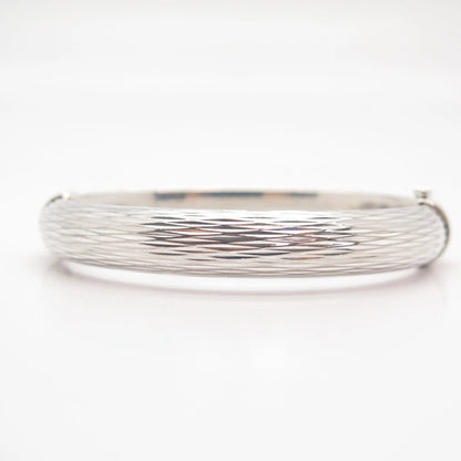 925 Sterling Silver Vintage Italy Milor Striped Hinged Bangle 6 1/4"
