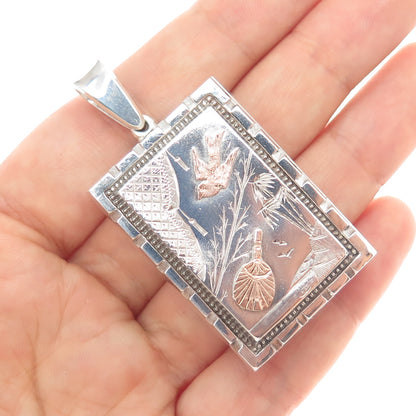 GEORGE WILLIAM DAWSON Sterling Gold Antique 1880 England Japanese Locket Pendant