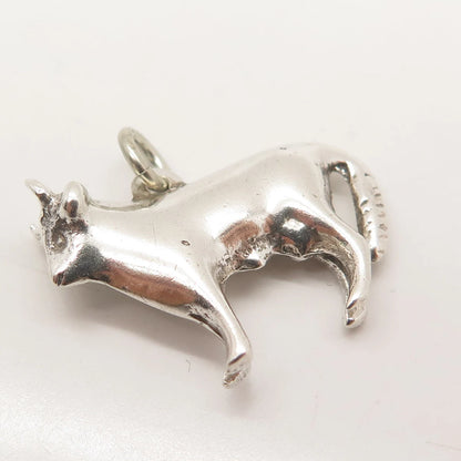 925 Sterling Silver Vintage Bull / Ox 3D Pendant