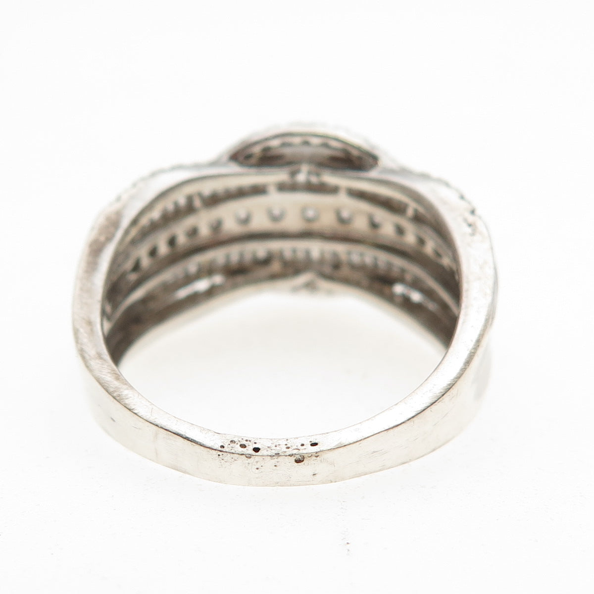 925 Sterling Silver Round & Tapered Baguette-Cut C Z Ring Size 8.75