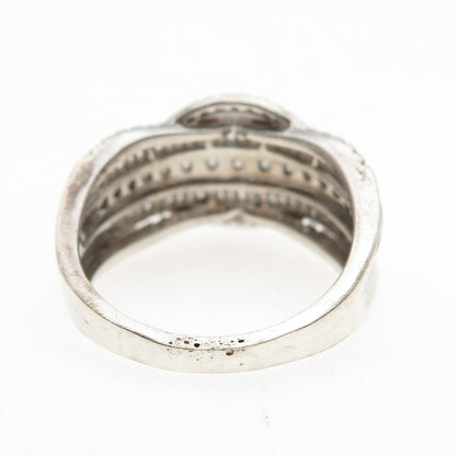 925 Sterling Silver Round & Tapered Baguette-Cut C Z Ring Size 8.75