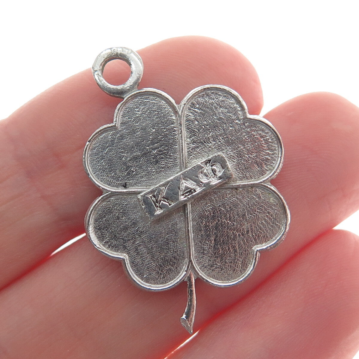 SOOK 925 Sterling Silver Vintage Kappa Delta Phi Clover Good Luck Charm Pendant