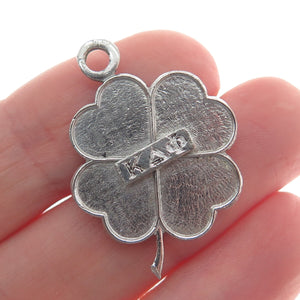 SOOK 925 Sterling Silver Vintage Kappa Delta Phi Clover Good Luck Charm Pendant