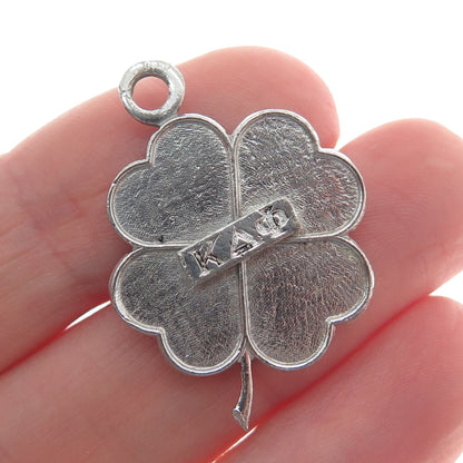 SOOK 925 Sterling Silver Vintage Kappa Delta Phi Clover Good Luck Charm Pendant